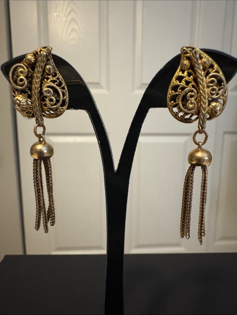 Gold Filigree Tassel Drop Earrings - Women Jewelry
